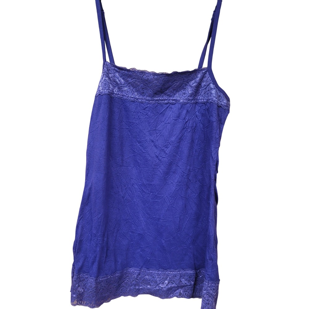 Y2K Retro Purple Coquette Crinkle Lace Trim Camisole Top Fairycore Soft Girl